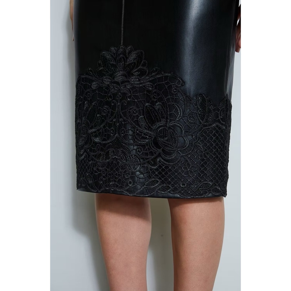 NWT Elie Tahari Vegan Leather Appliqué Skirt / Size 8 /Understated Elegance - Picture 5 of 5